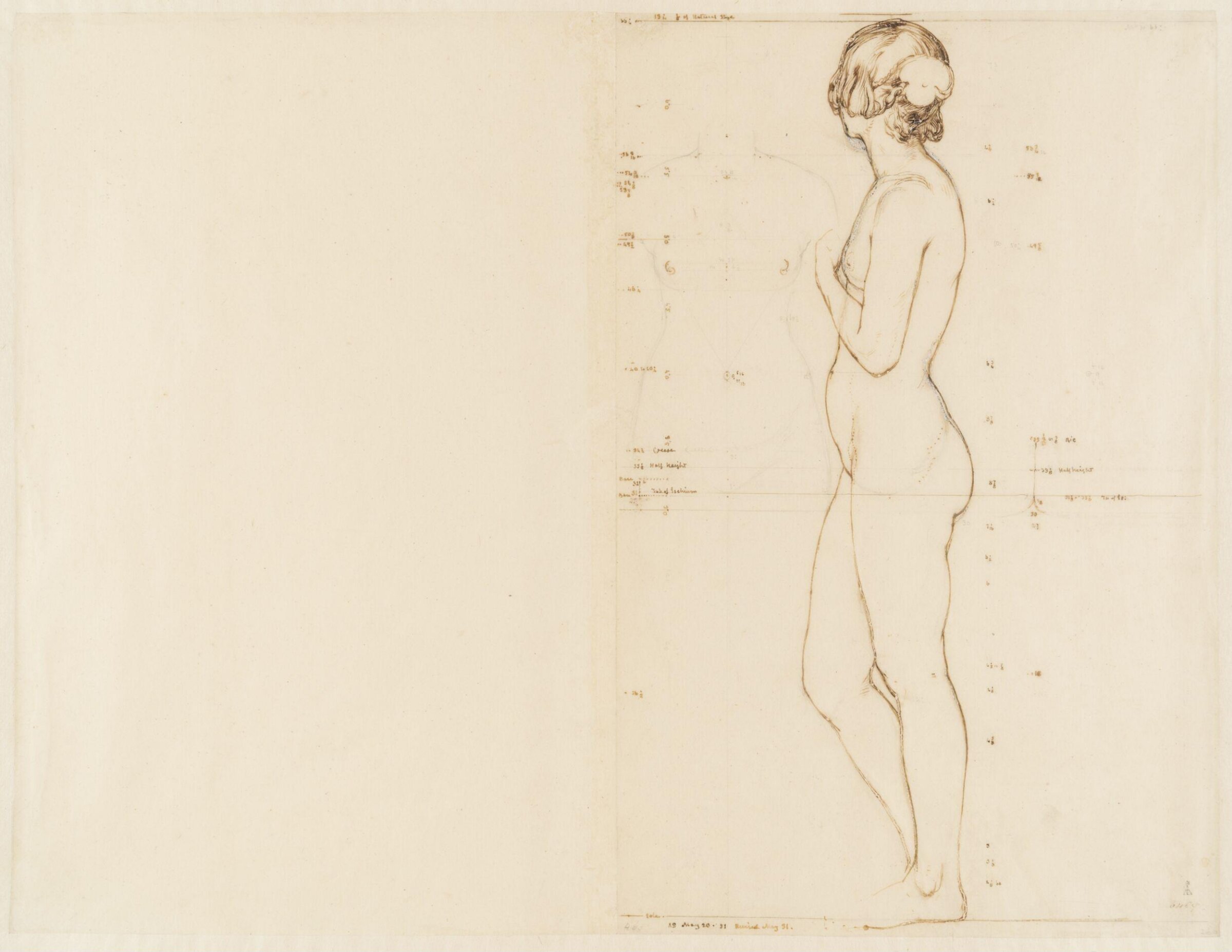 Study of a standing female nude, Mulready, May 1851