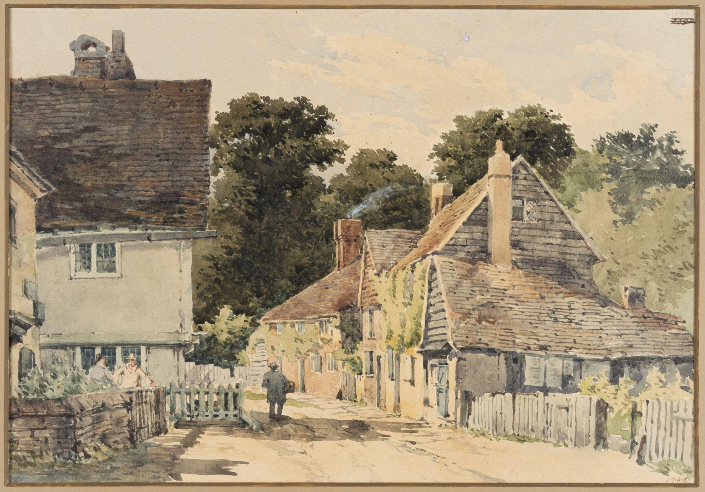 Cottages and Road, Charles Claude Pyne, 19th century