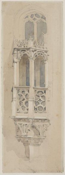 Sketch of a window and balcony, Hotel de Ville, Brussels thumbnail 1