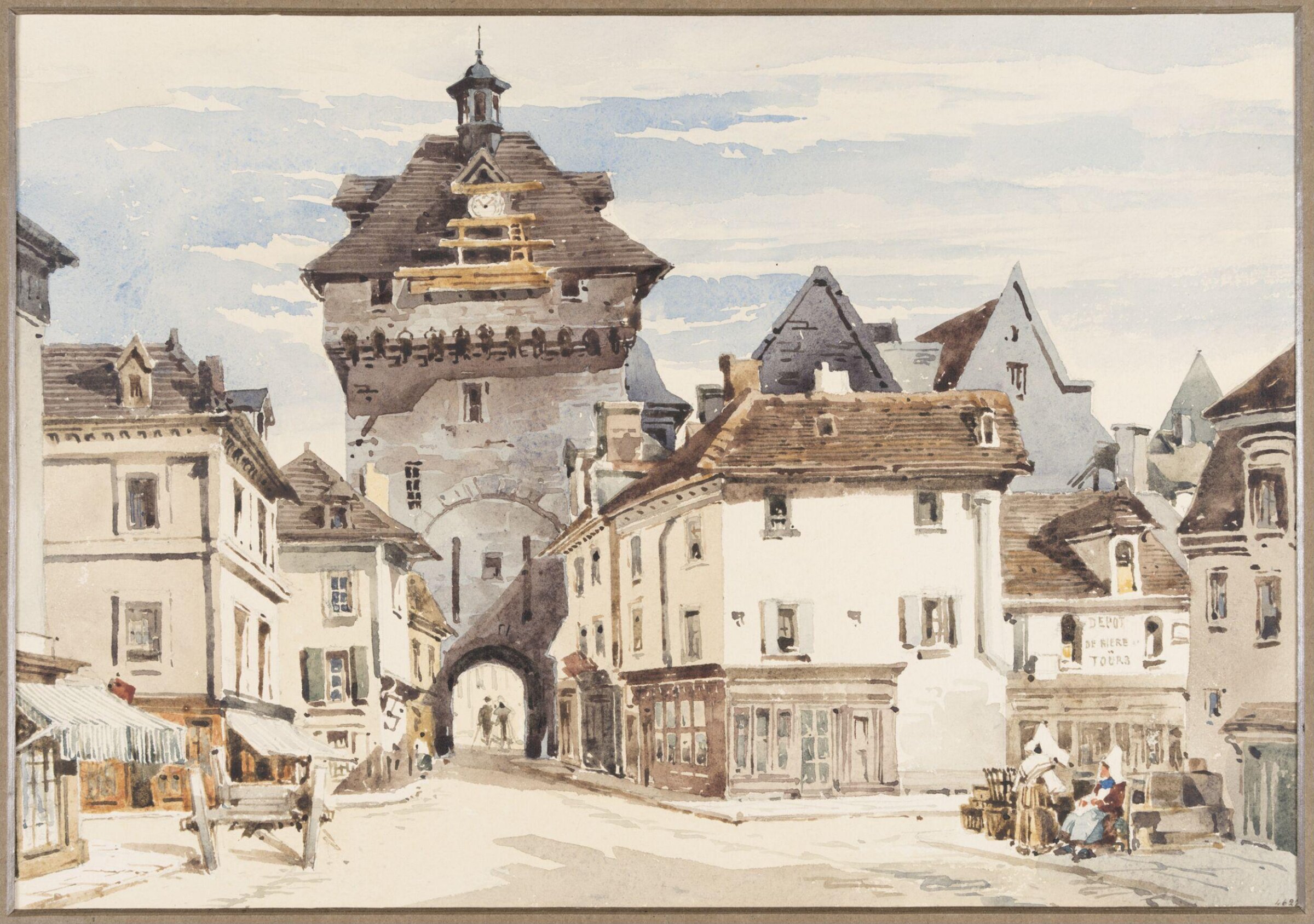 Street Scene in Loches, France, Charles Claude Pyne, c. 1822-1878