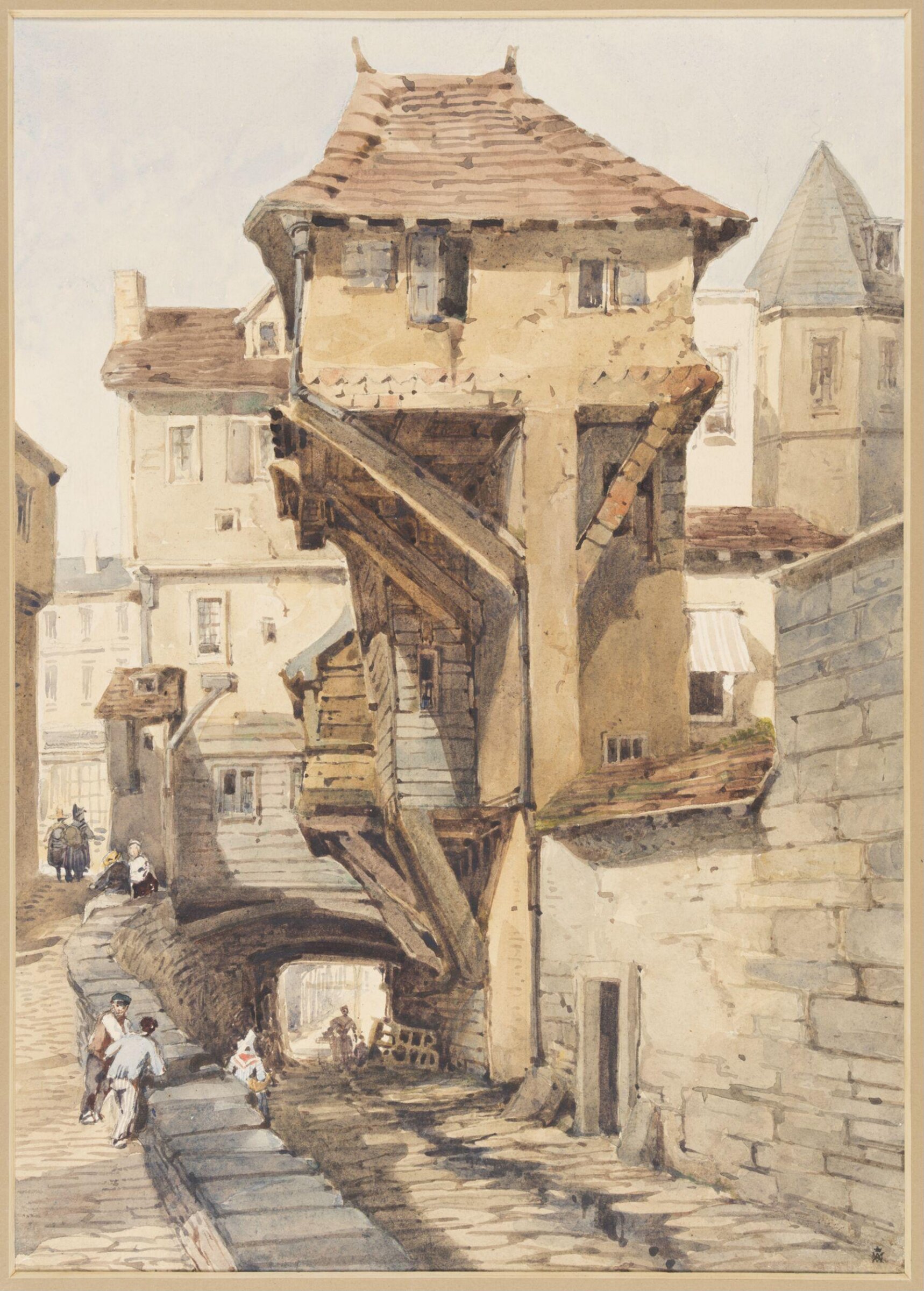 Timbered Houses at Laval, on the Mayenne, France, Charles Claude Pyne, 19th century