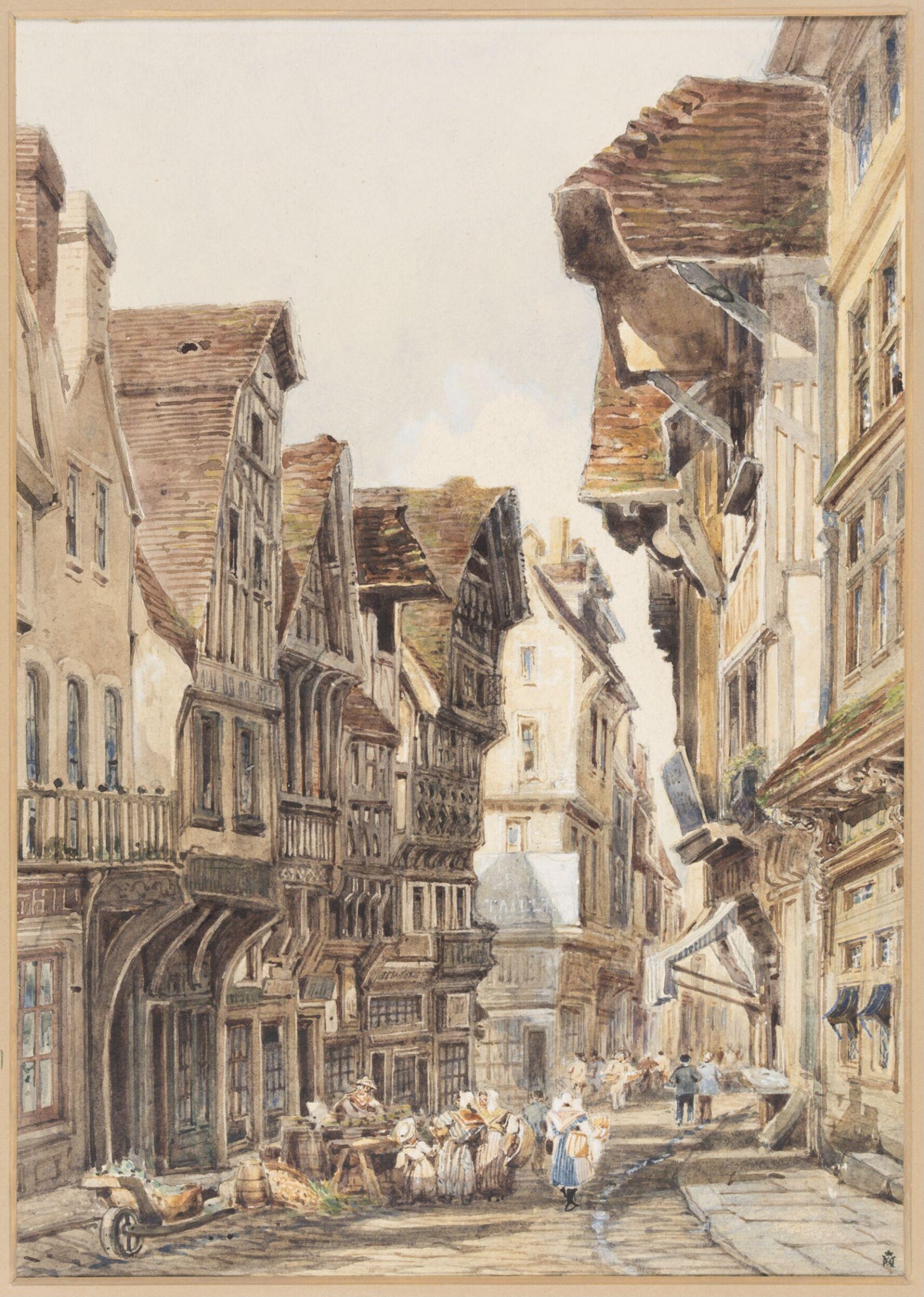 Old Houses at Lisieux, Normandy, Charles Claude Pyne, 1802-1878