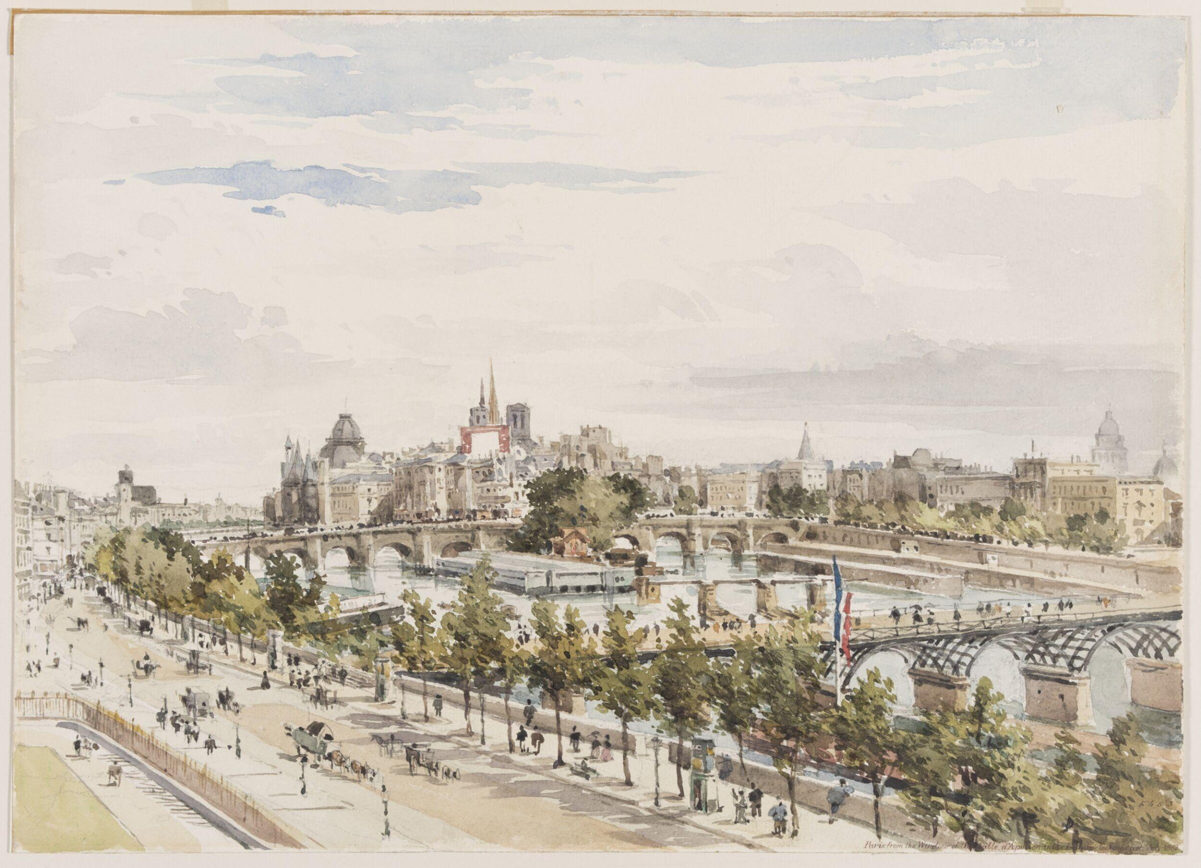 Paris, from the Window of the Salle D'Apollon in the Louvre, Charles Claude Pyne, July 1867