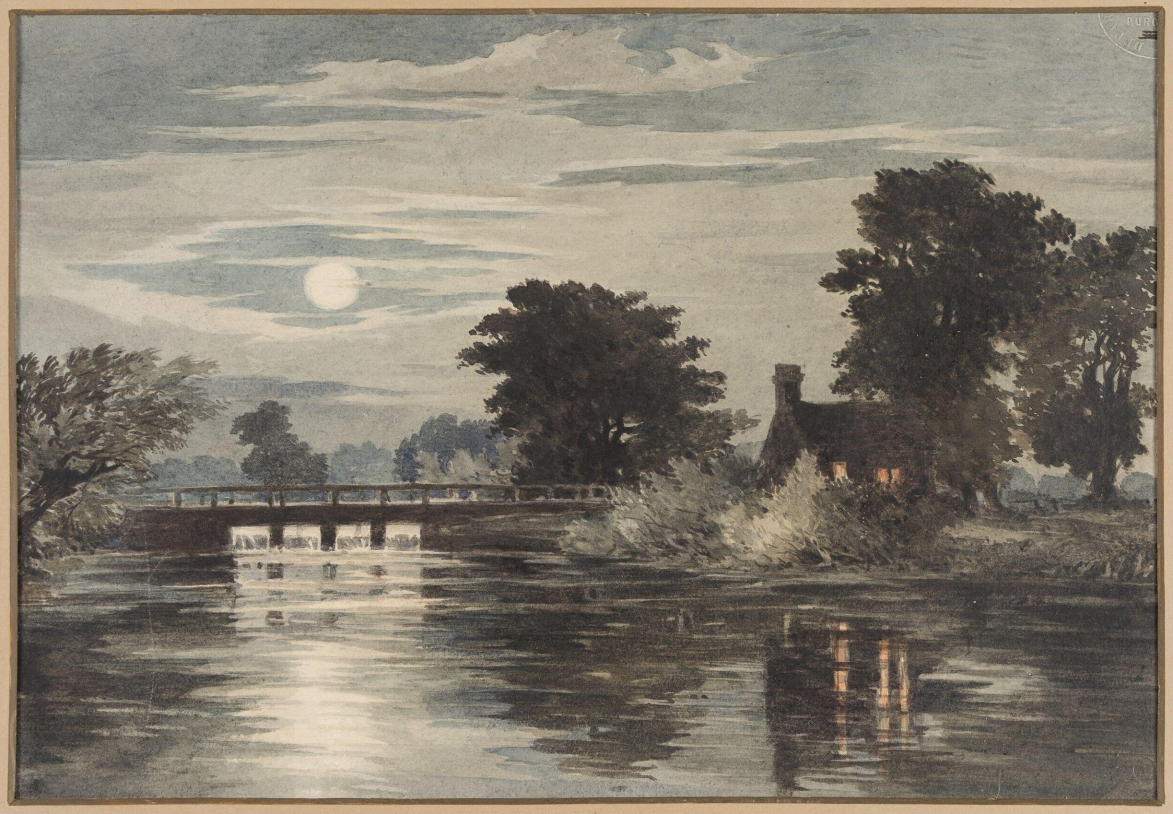 Moonlight: River Scene, Charles Claude Pyne, 1822-1878