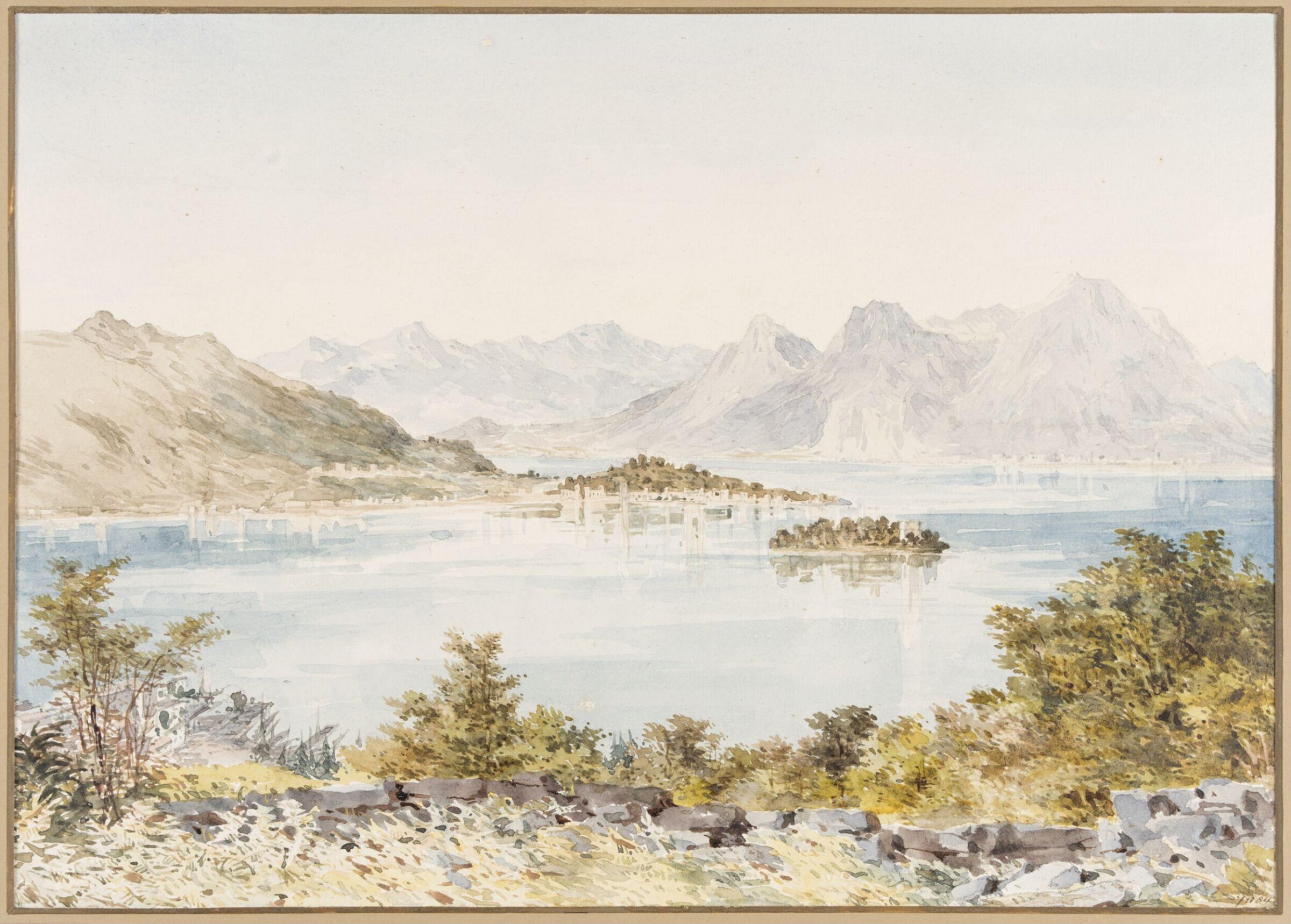 View on Lake Maggiore, Charles Claude Pyne, 19th century