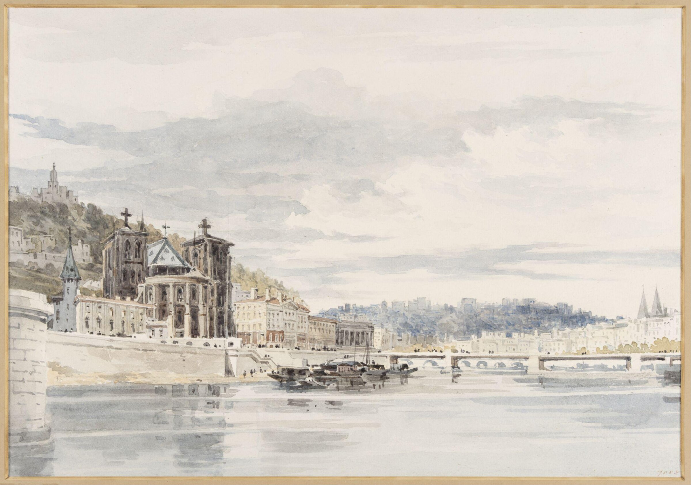 Lyons from the Left Bank of the Saone, Charles Claude Pyne, 19th century