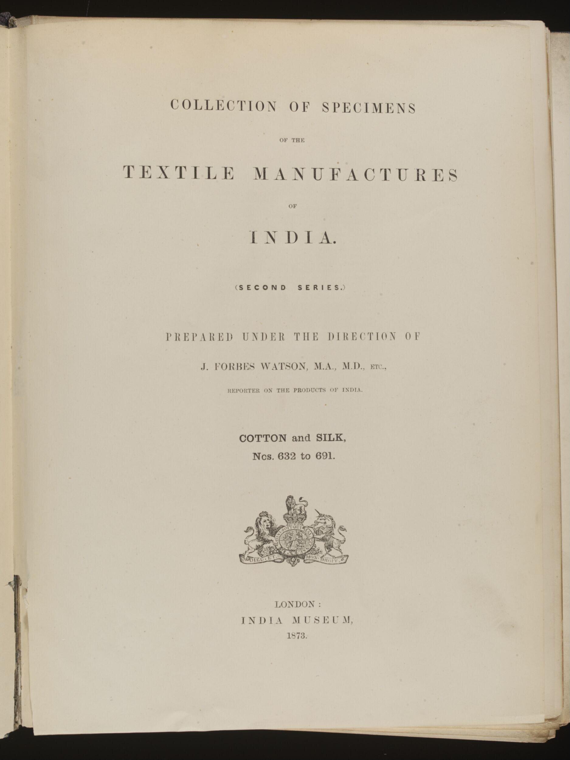 Collection of specimens and illustrations of the textile manufactures of India