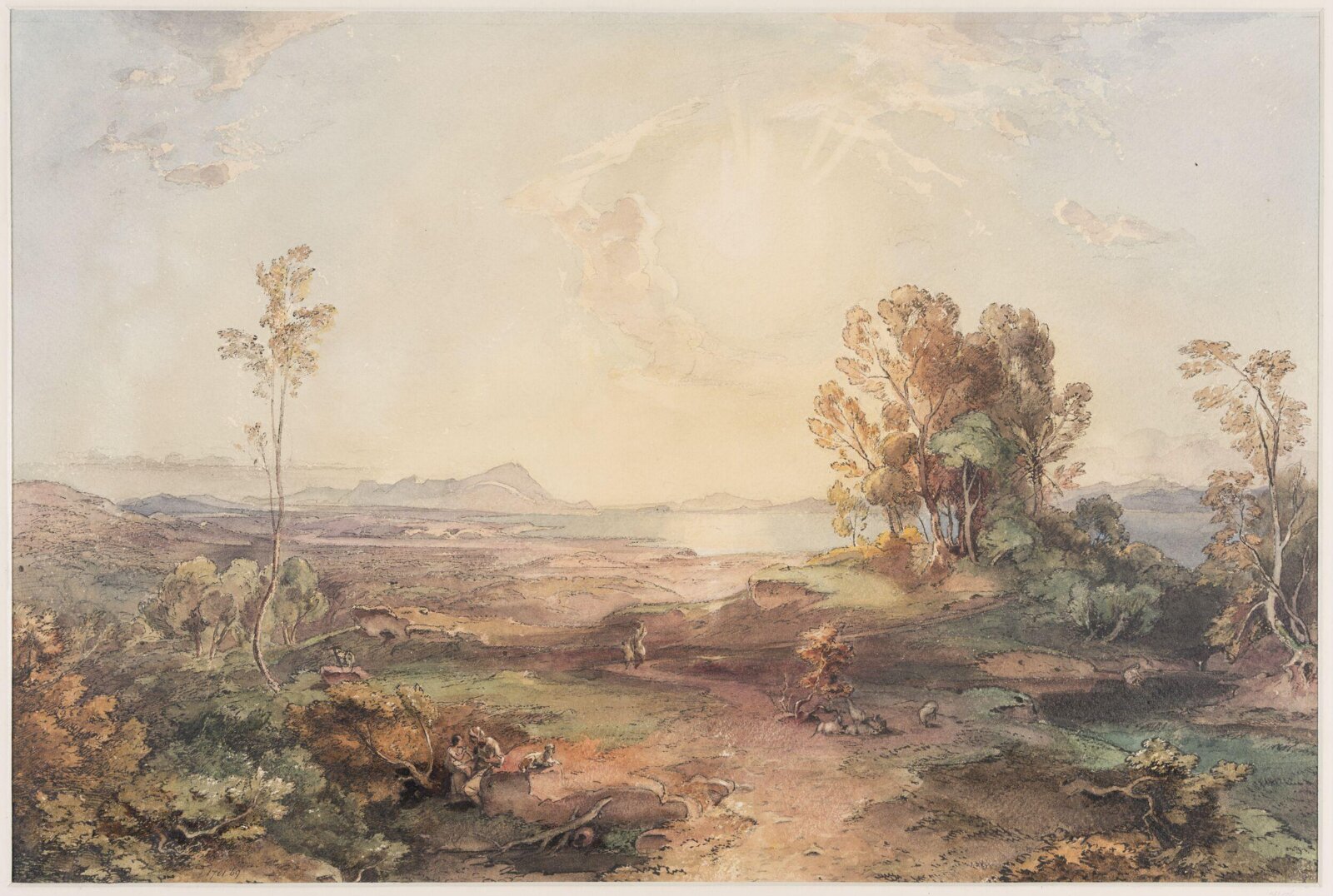 Landscape with figures, sheep and goats, Rottmann, 1825-50