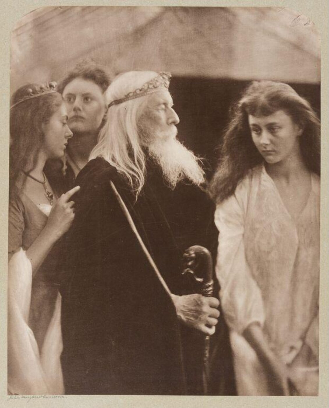 Cameron, Julia Margaret, King Lear allotting his kingdom to his three daughters