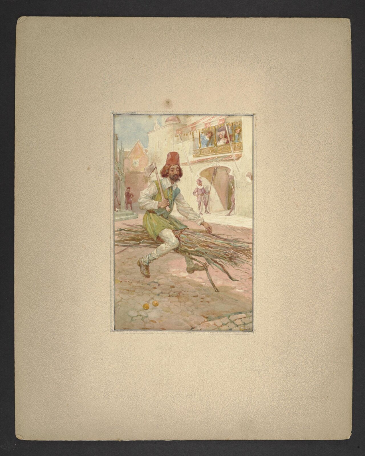 Man riding on a faggot, ca. 1890