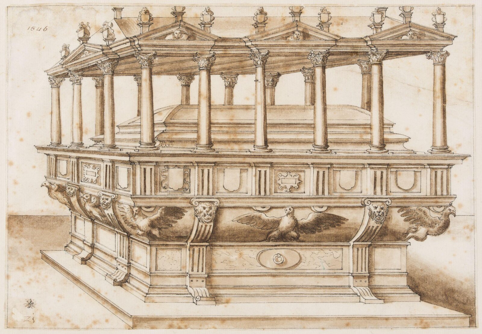 A Sarcophagus, copy after Hans Vredeman de Vries
