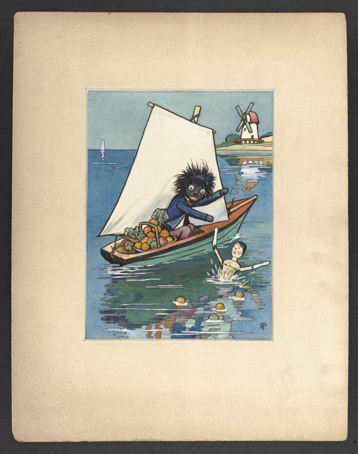 Golliwog in boat; Dutch doll in water top image