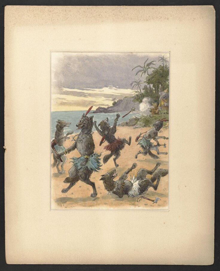 Wolves fighting on a beach top image
