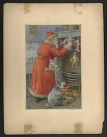 Father Christmas hanging toys over a fireplace thumbnail 1