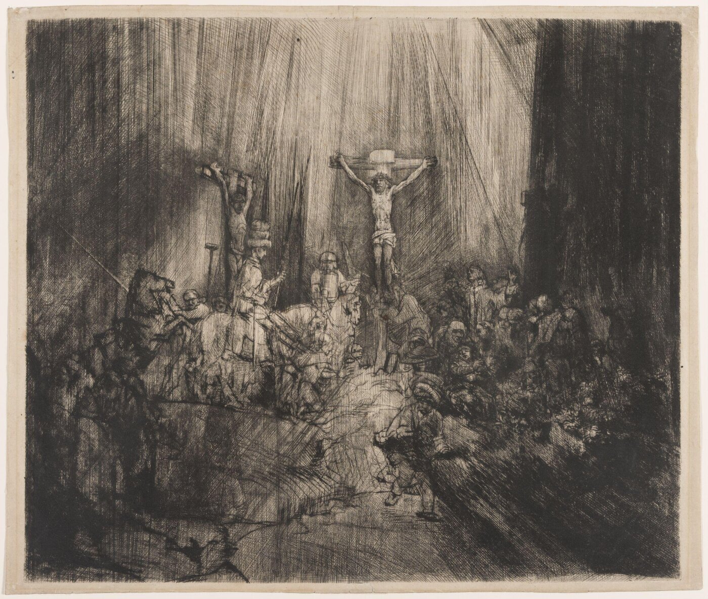 Rembrandt van Rijn, Christ crucified between two thieves: 'The three crosses'