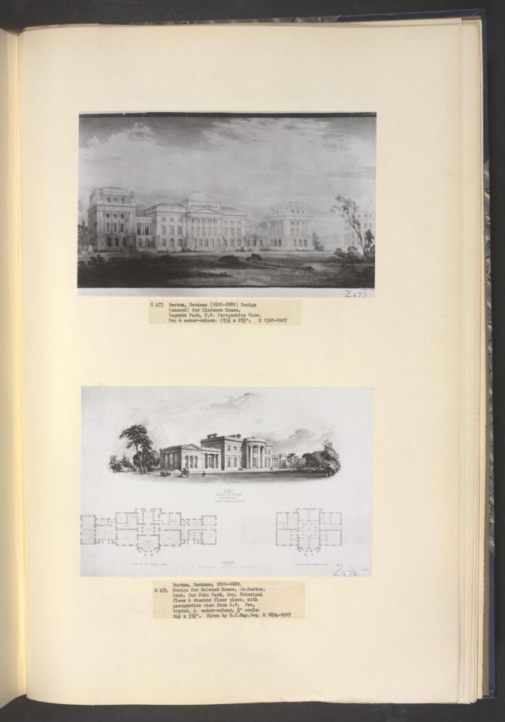 Design for Holwood House, near Keston, Kent | Burton, Decimus | V&A ...