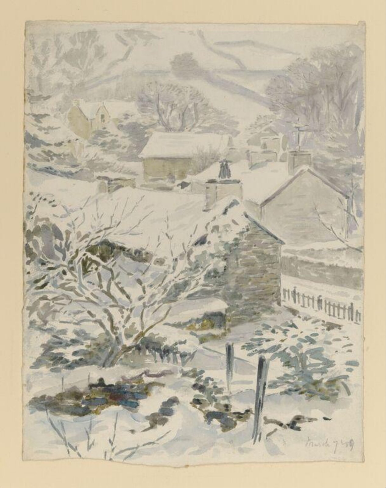 A village in snow, Beatrix Potter, 7th March 1909