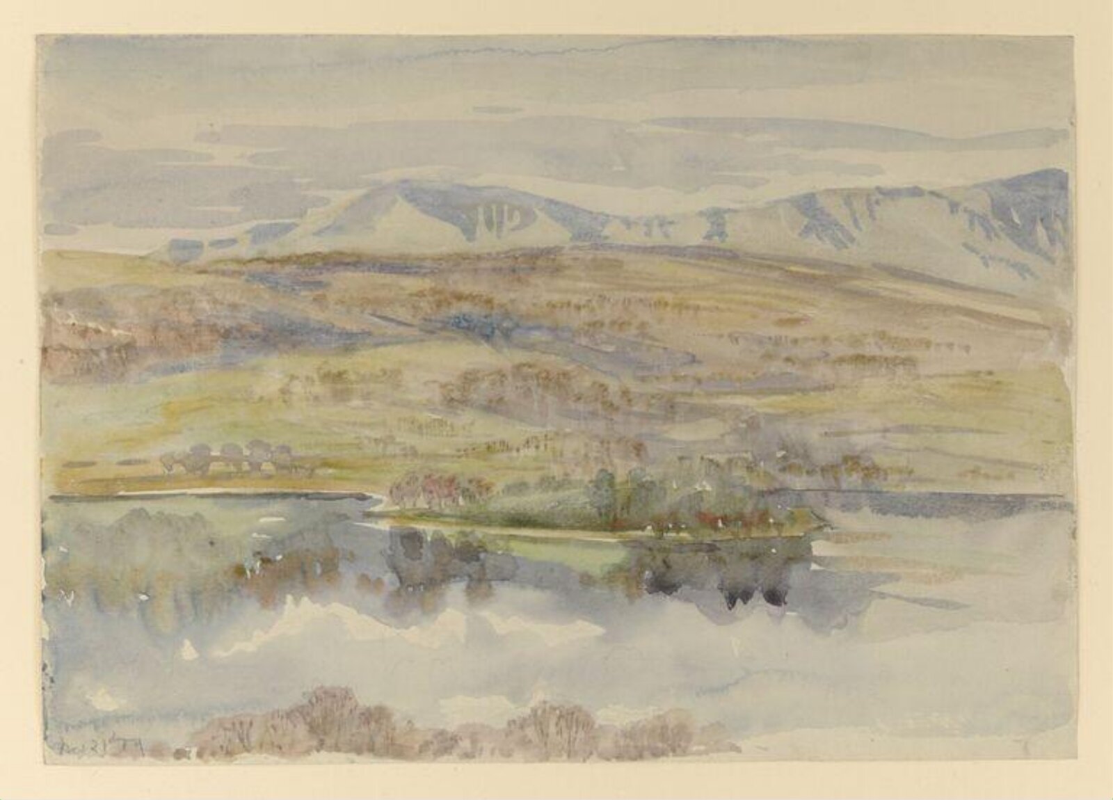 View across Esthwaite Water, Beatrix Potter, 21st November 1909