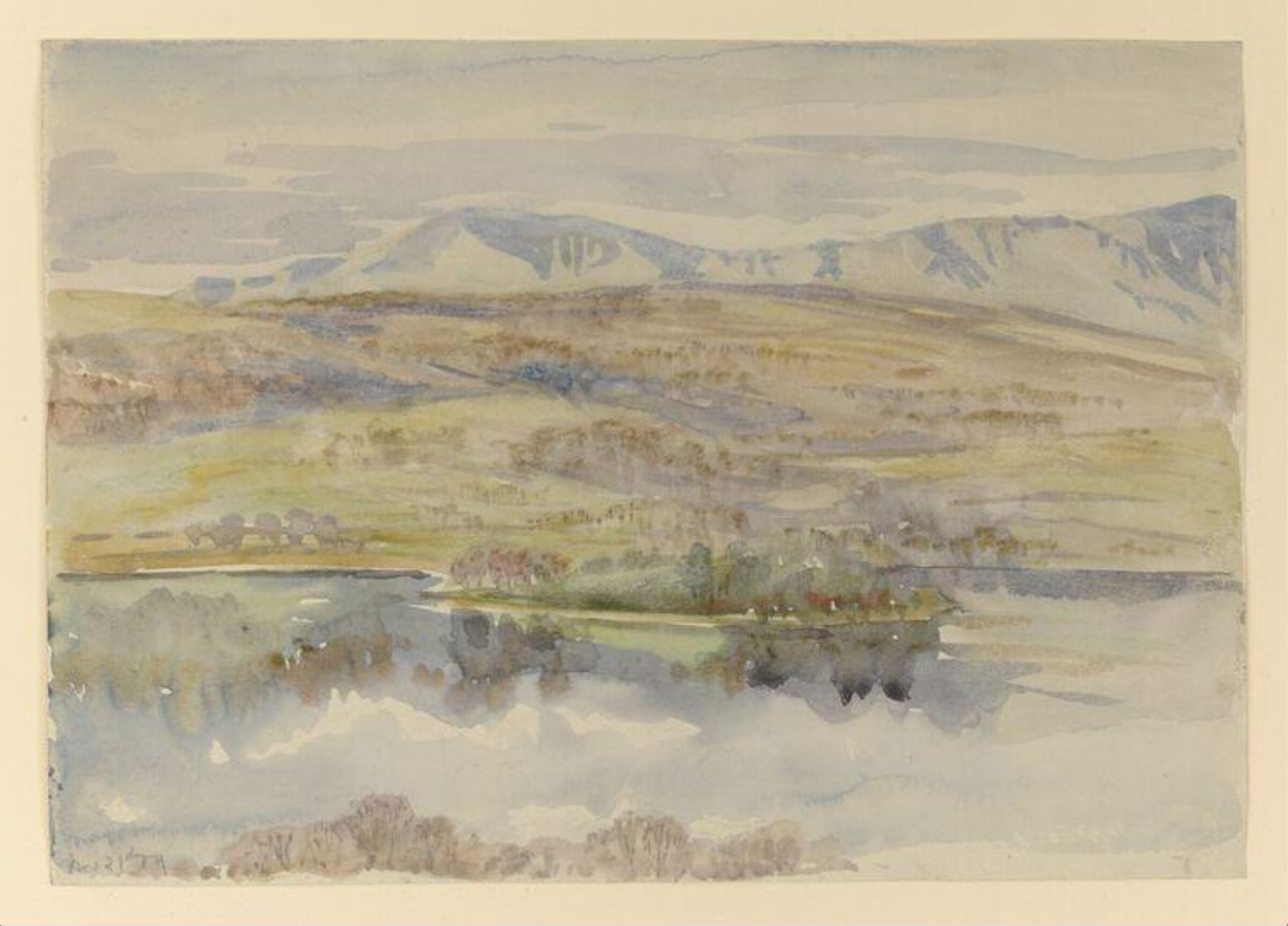 View across Esthwaite Water, Beatrix Potter, 21st November 1909