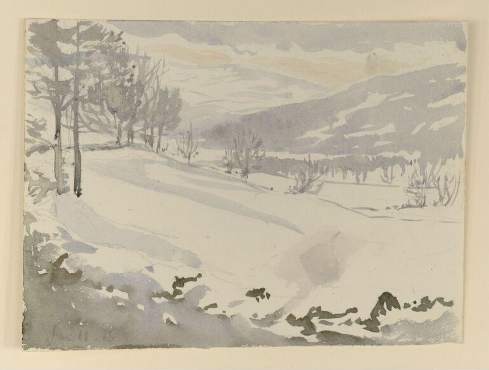 Mountains and fields in snow, Beatrix Potter, 11th January 1913