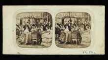 Stereoscopic photograph of a group scene at a dining table thumbnail 1