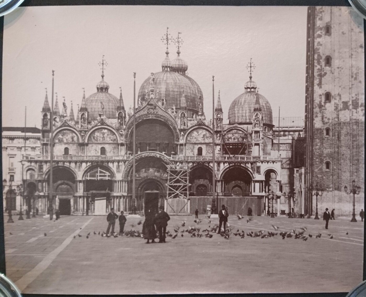 Unknown, St. Mark's Basilica, facade with scaffolding and boarding in position, Venice, Italy