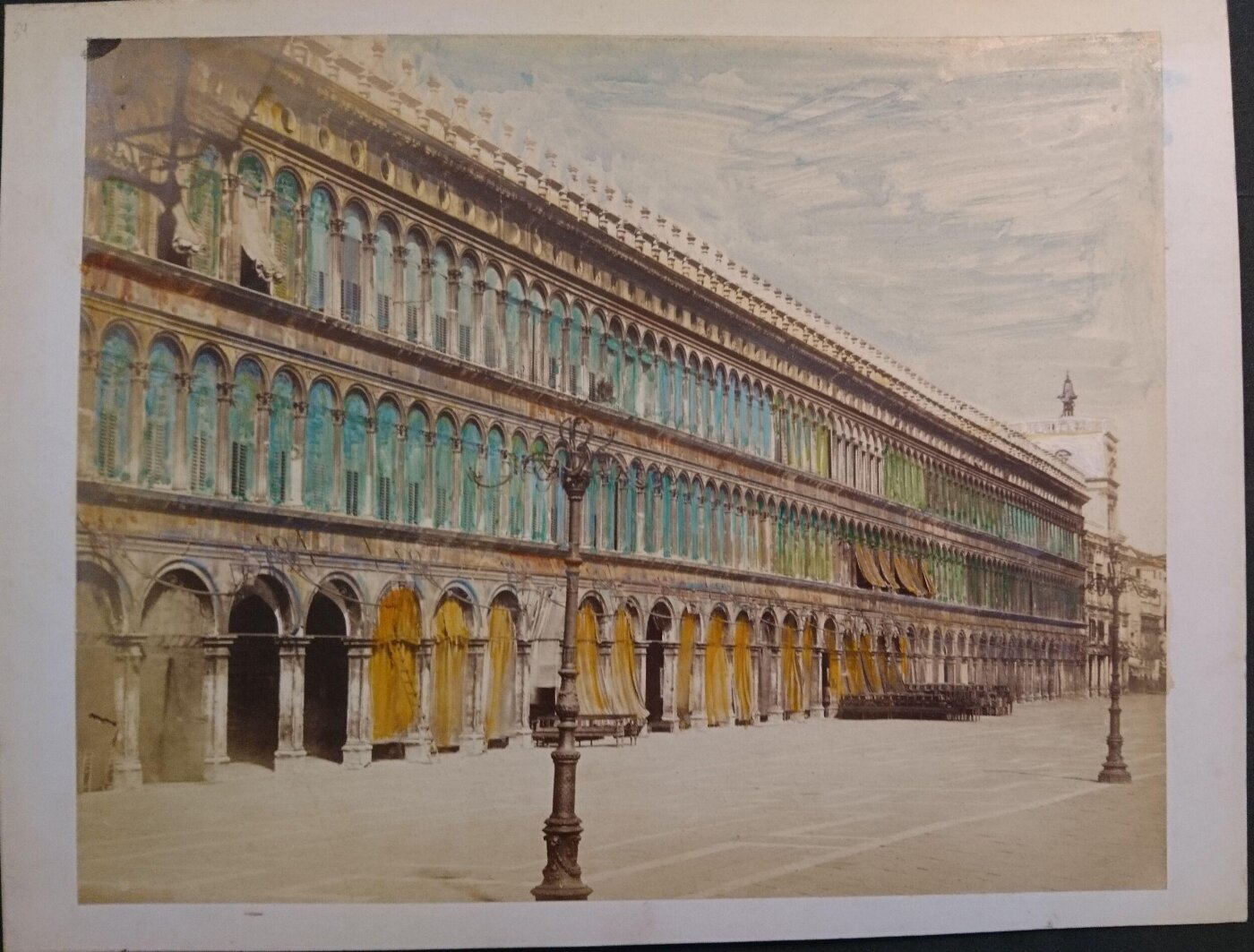 Unknown, Procuratie Vecchie on the north side of the Piazza San Marco, Venice, Italy, hand-coloured by John Wharlton Bunney