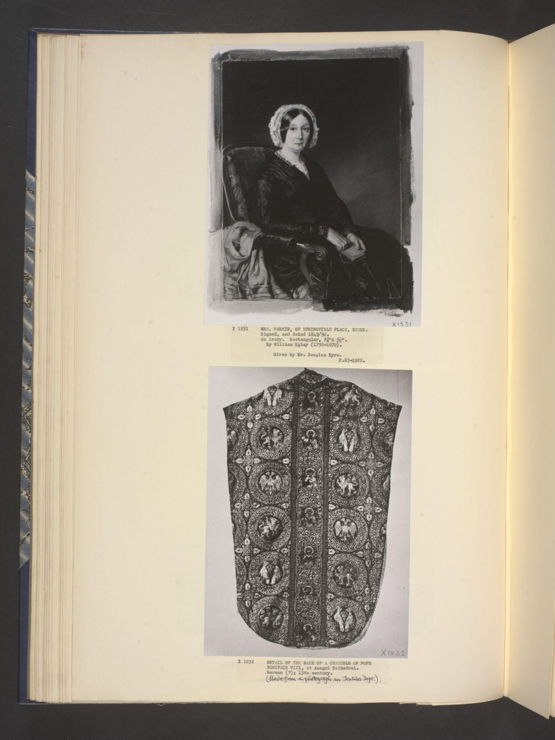 Portrait miniature of Mrs Parker of Springfield Place, William Egley, 1849