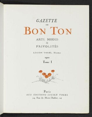 Gazette du bon ton : arts, modes et frivolités