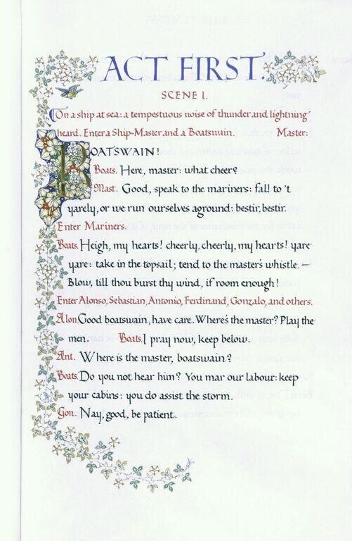 The Tempest, calligraphy by Graily Hewitt
