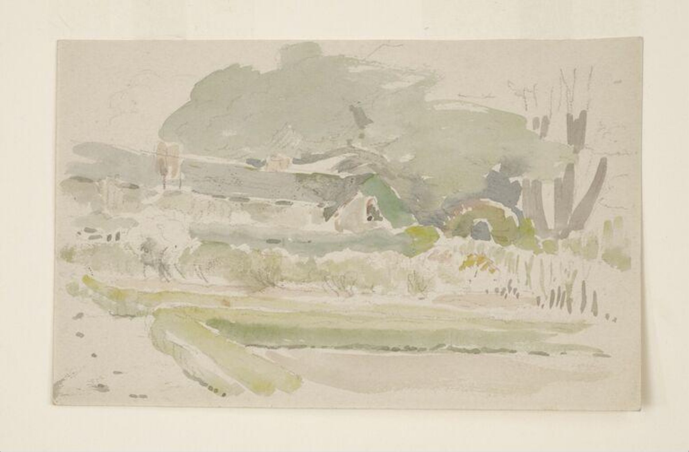 Sketch of the garden and potting shed at Gwaynynog, Beatrix Potter, Probably March 1909