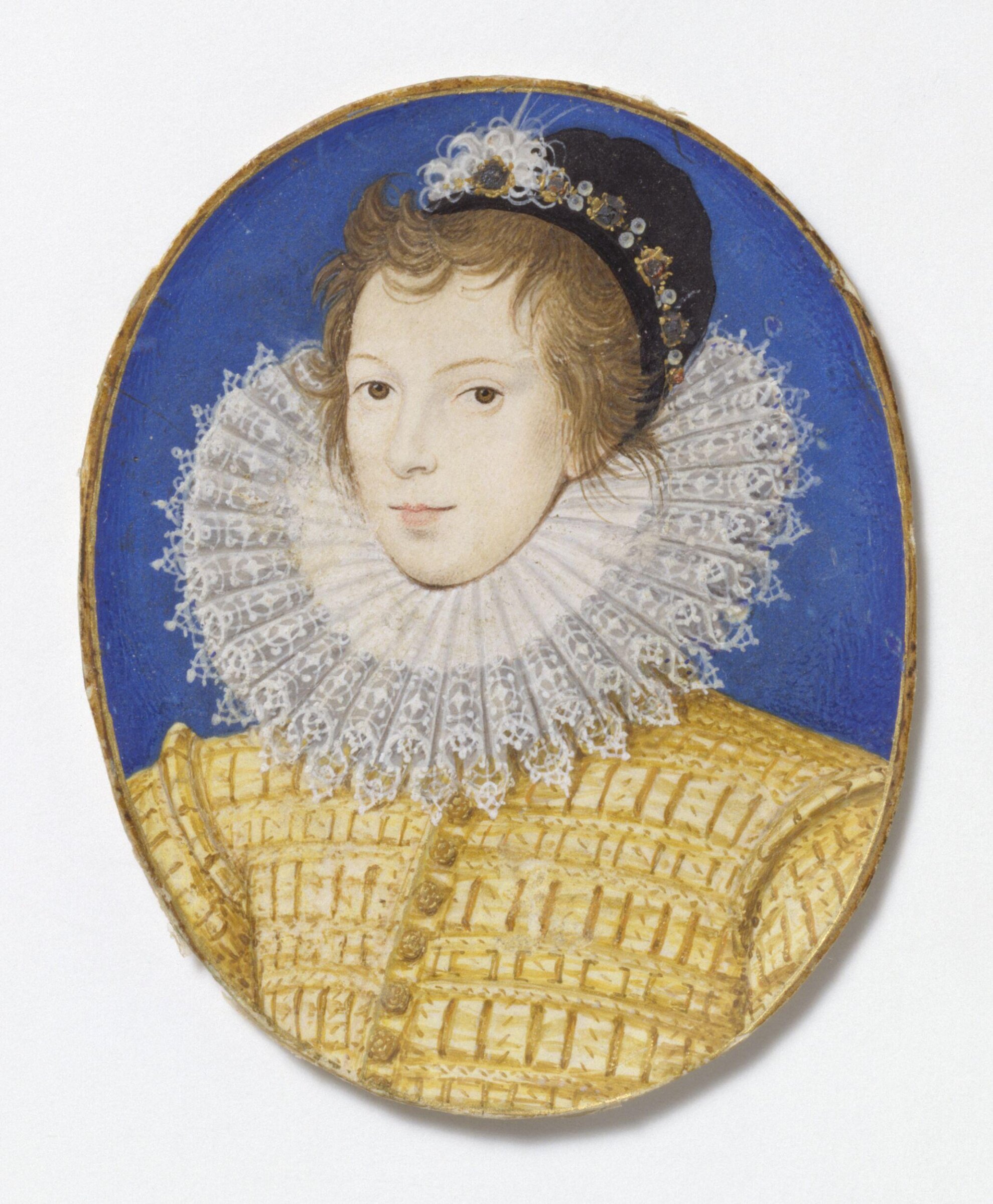 Portrait Miniature of an unknown youth in yellow, Hilliard, ca. 1585-1590