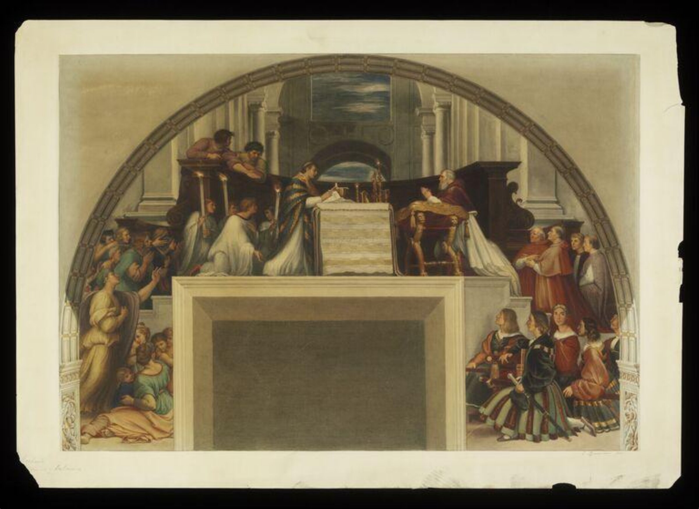 Copy after Raphael’s fresco representing the ‘Miracle of the Mass at Bolsena’ in the Stanza di Eliodoro (Vatican Palace, Rome, 1512-13), 1864., Cesari Mariannecci, 1864