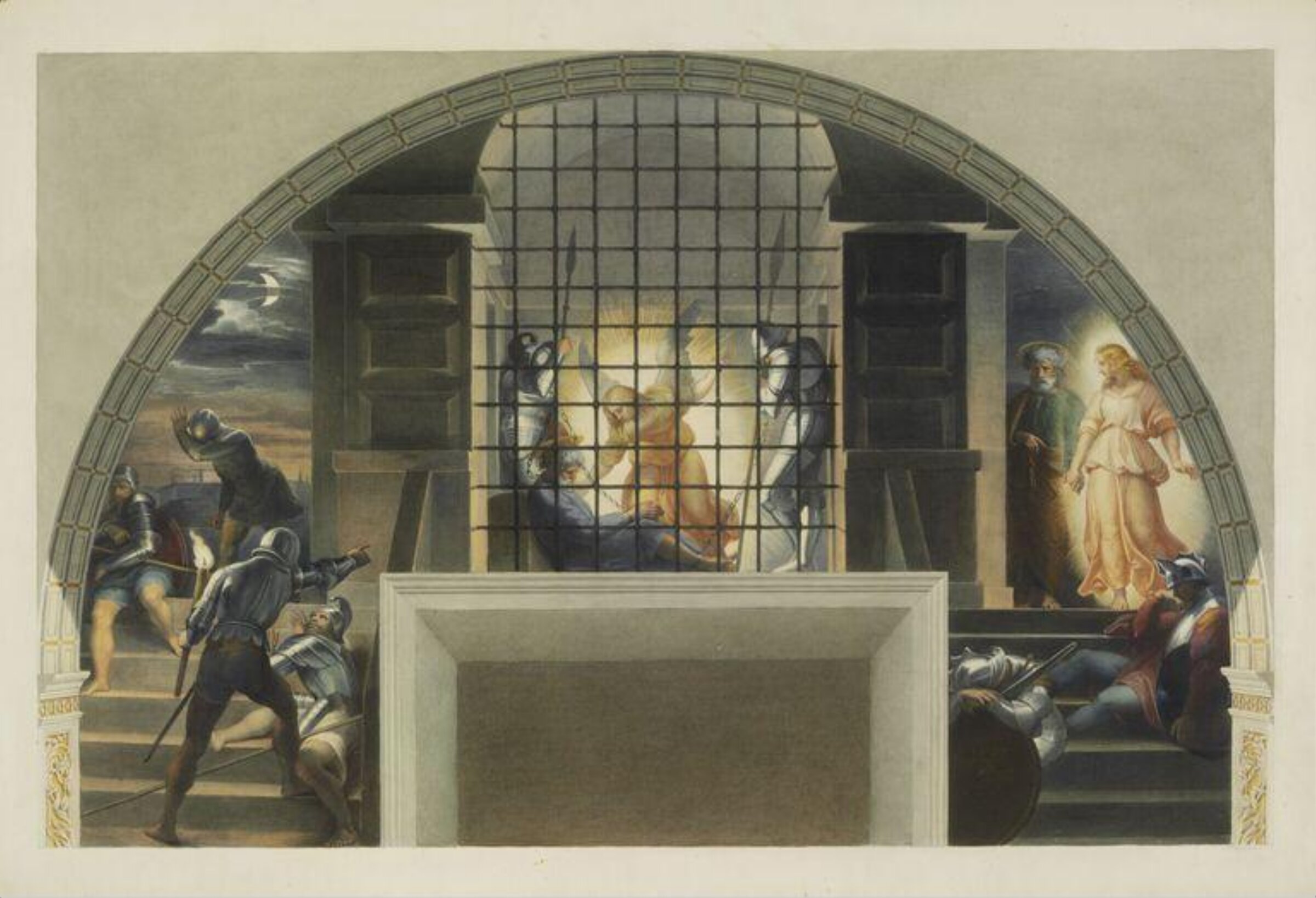 Copy after Raphael’s fresco representing the ‘Deliverance of St Peter from Prison’ in the Stanza di Eliodoro (Vatican Palace, Rome, 1511-12), 1864, Cesari Mariannecci, 1864