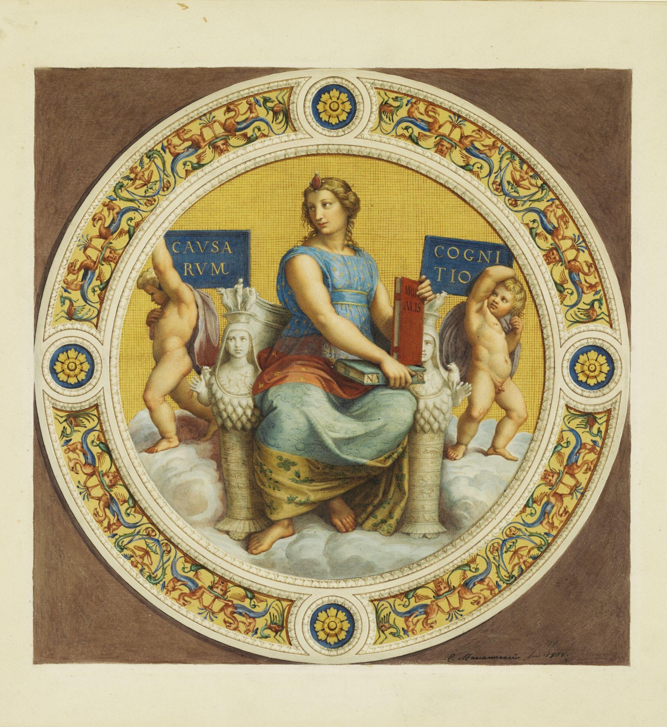 Copy after Raphael’s ceiling fresco representing ‘Philosophy’ in the Stanza della Segnatura (Vatican Palace, Rome,1509-11), 1864, Cesari Mariannecci, 1864