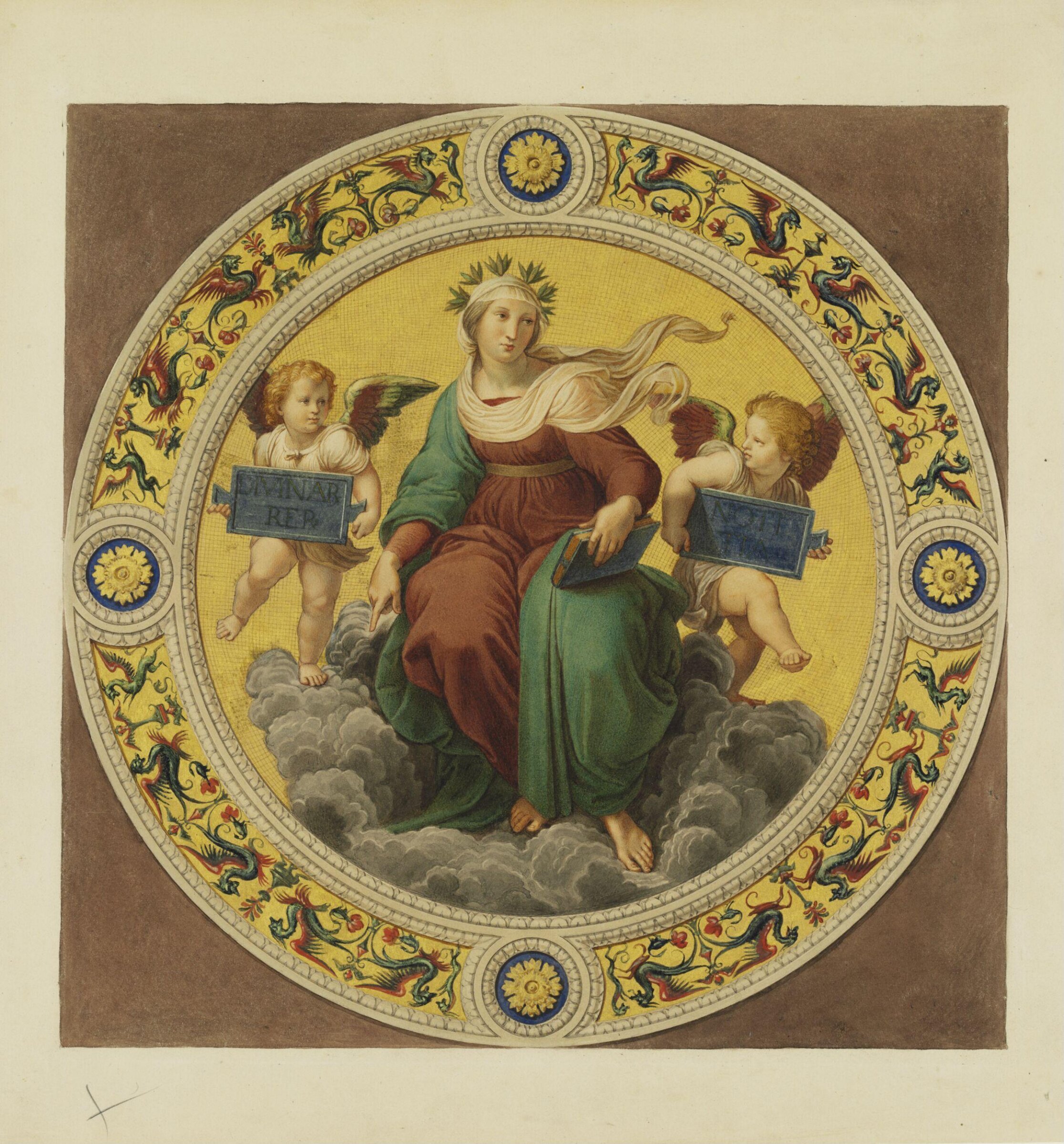 Copy after Raphael’s ceiling fresco representing ‘Theology’ in the Stanza della Segnatura (Vatican Palace, Rome,1508-09), 1864., Cesari Mariannecci, 1864