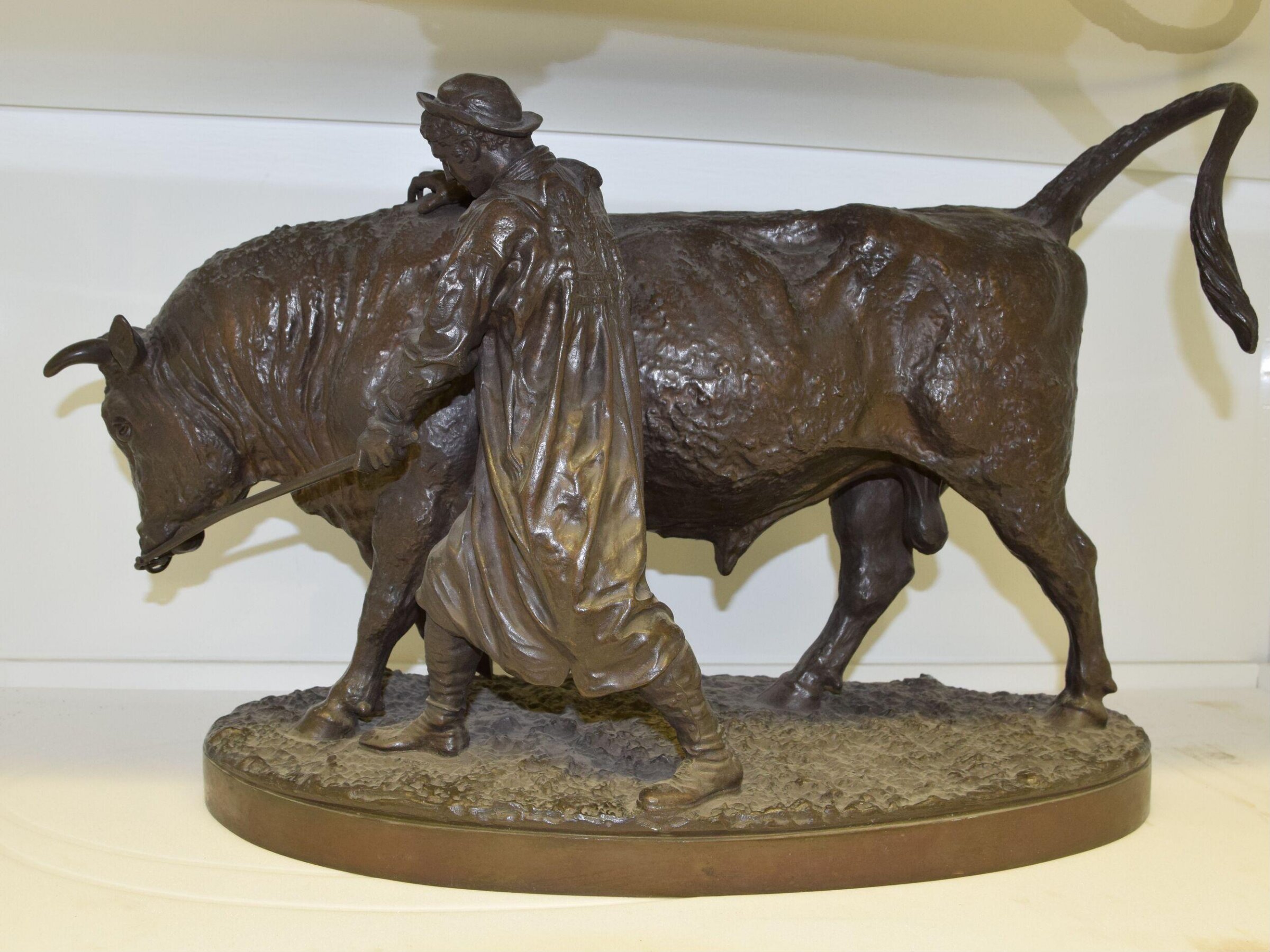 Herdsman leading a bull, Joseph Edgar Boehm, 1868