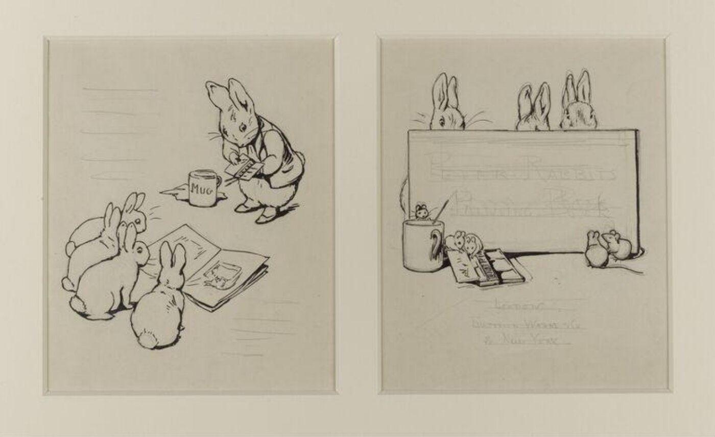 Potter, Beatrix, Design for the endpaper of Peter Rabbit's Painting Book