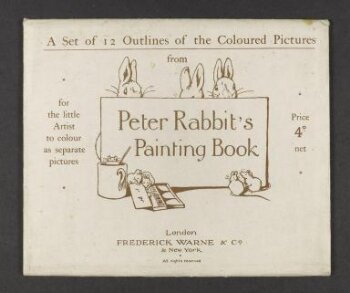 A set of 12 outlines of illustrations from Peter Rabbit's Painting Book