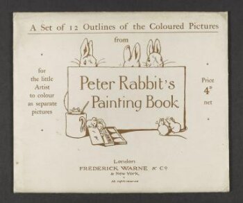 A set of 12 outlines of illustrations from Peter Rabbit's Painting Book