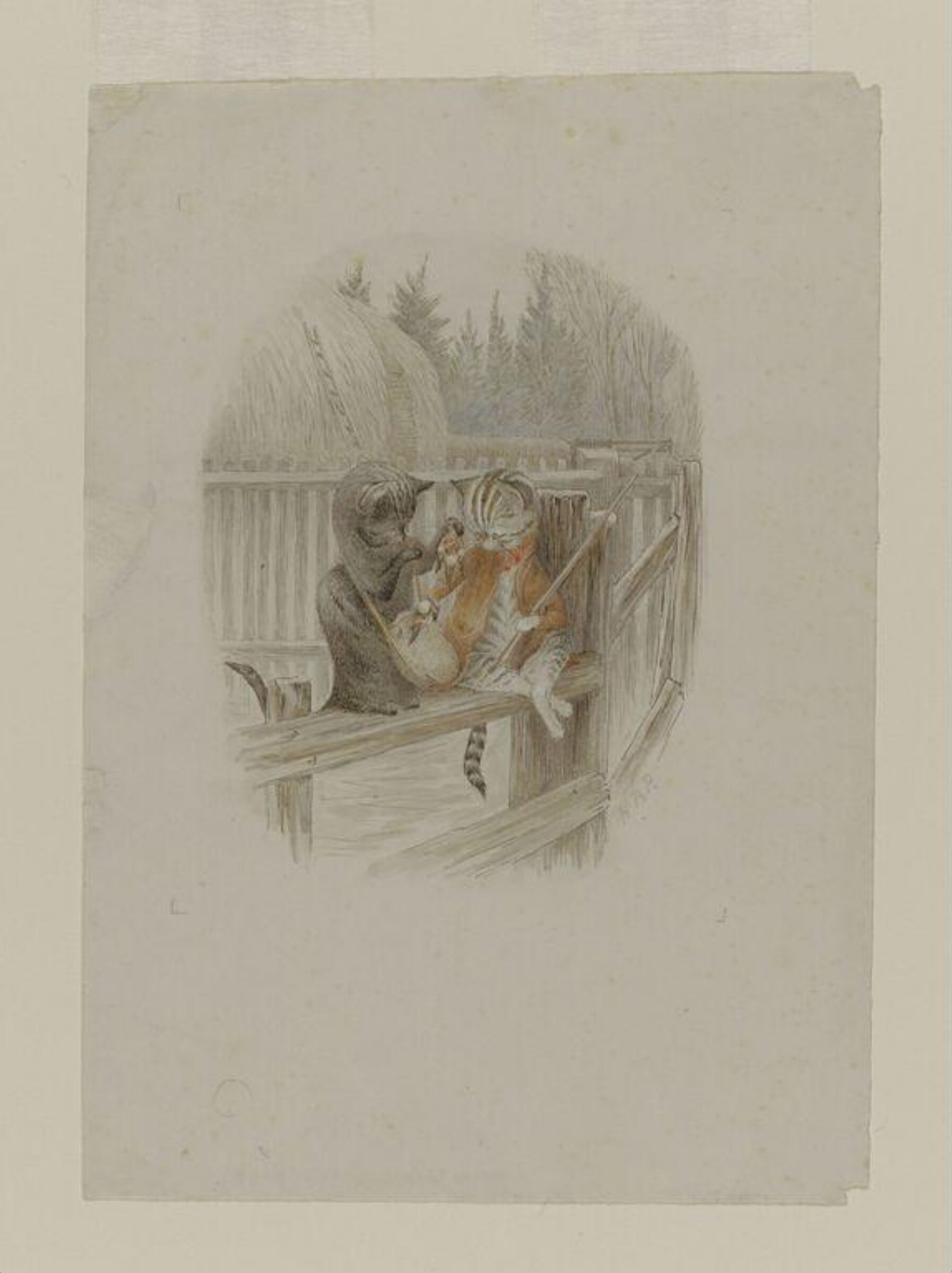 Kittens with game collected for the White Cat's supper, Beatrix Potter, ca.1894