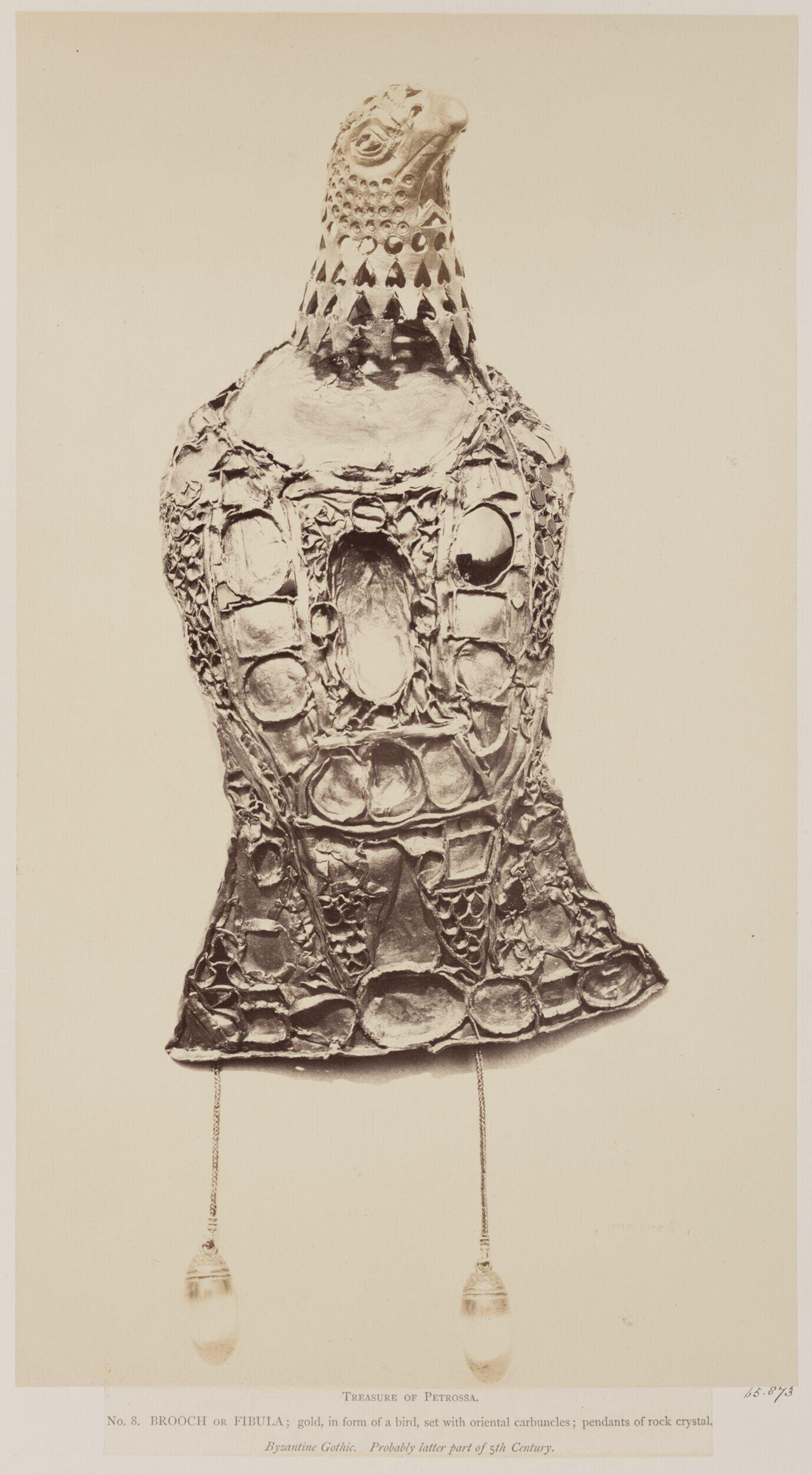'Brooch or Fibula, gold, in form of bird, Byzantine Gothic, late 5th century
