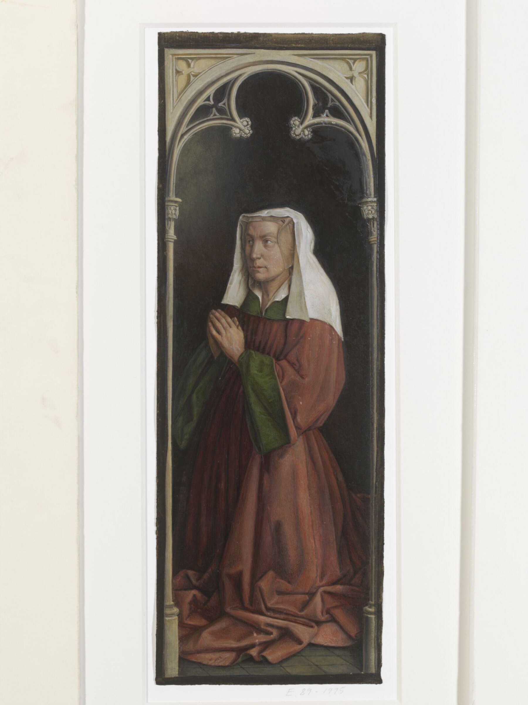 Copy of a detail from the Ghent Altarpiece, Isabelle Borluut, by Hubert and Jan van Eyck in the church of St Bavon, Ghent., Christian Schultz, 1860s