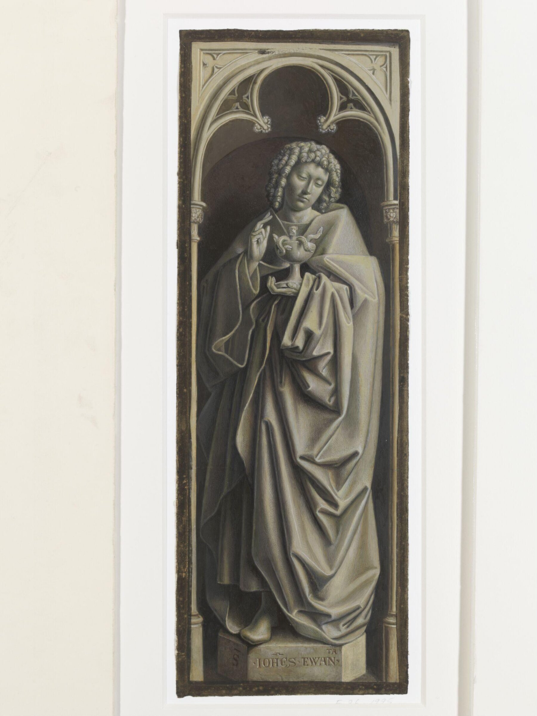Copy of a detail of the Ghent Altarpiece, St John  the Evangelist, by Hubert and Jan van Eyck in the church of St Bavon, Ghent., Christian Schultz, 1860s