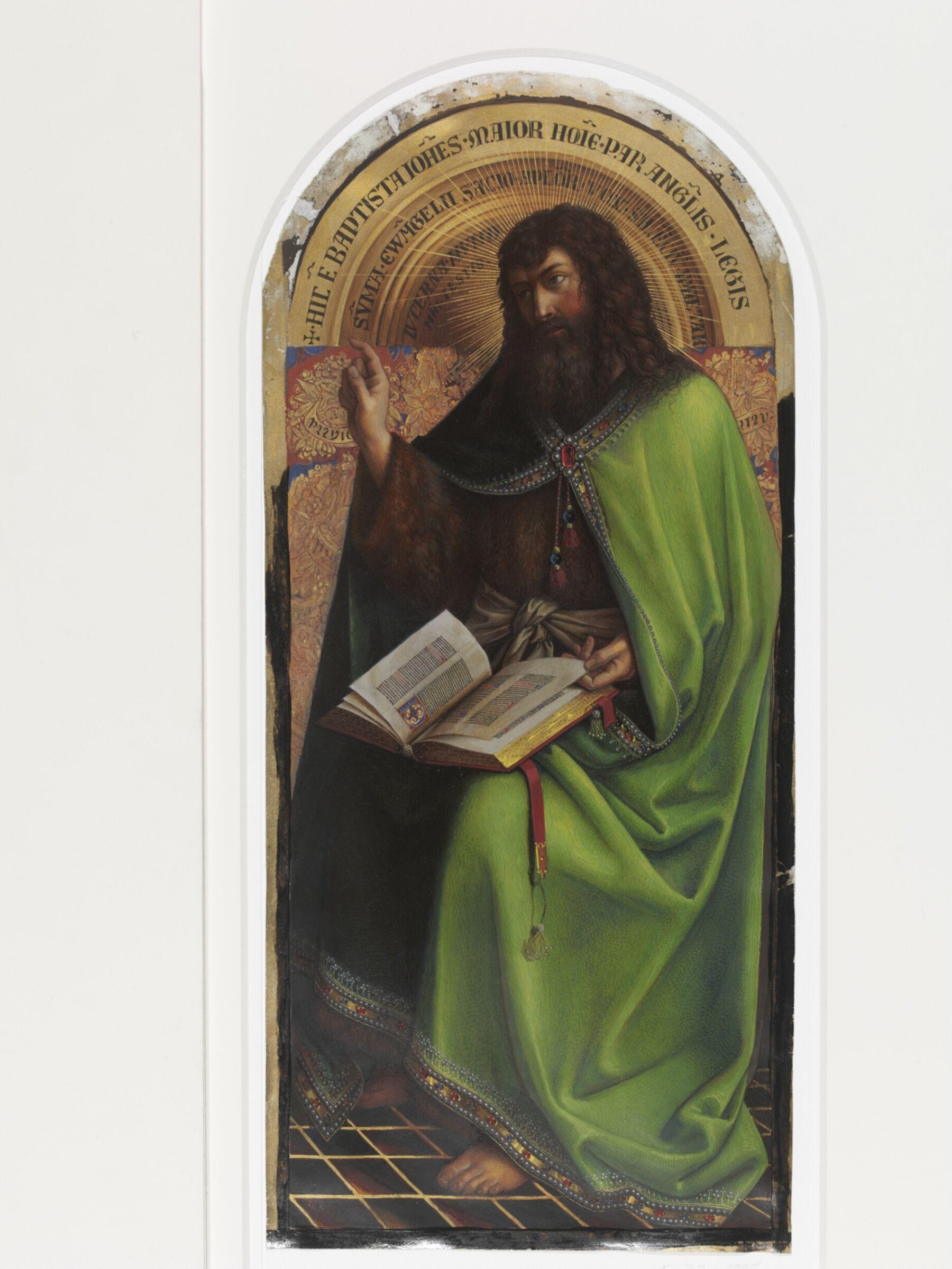 Copy of a detail from the Ghent Altarpiece, St John  the Baptist by Hubert and Jan van Eyck in the church of St Bavon, Ghent., Christian Schultz