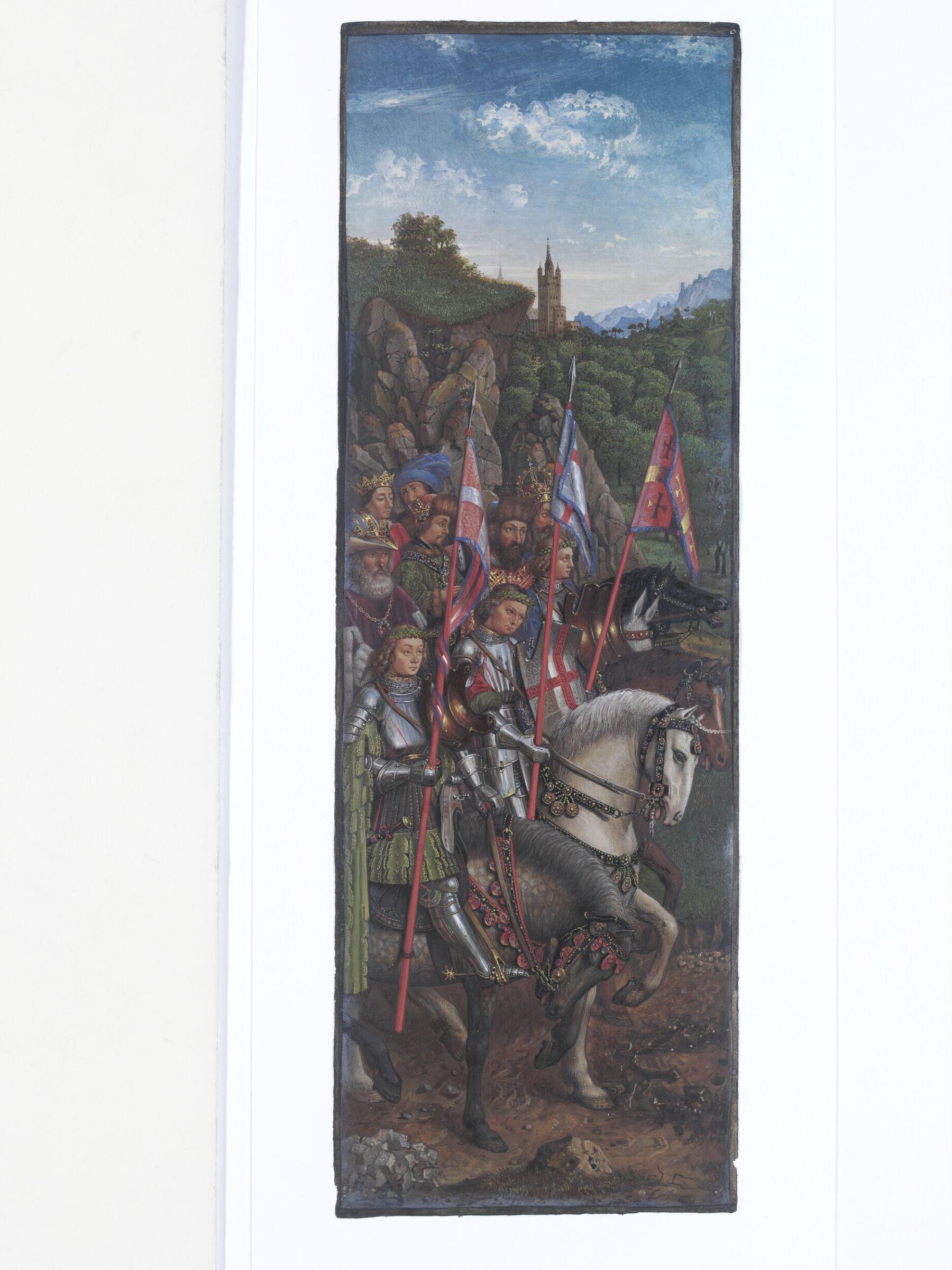 Copy of a detail of the Ghent Altarpiece, Knights of Christ, by Hubert and Jan van Eyck in the church of St. Bavon, Ghent., Christian Schultz, 1860s