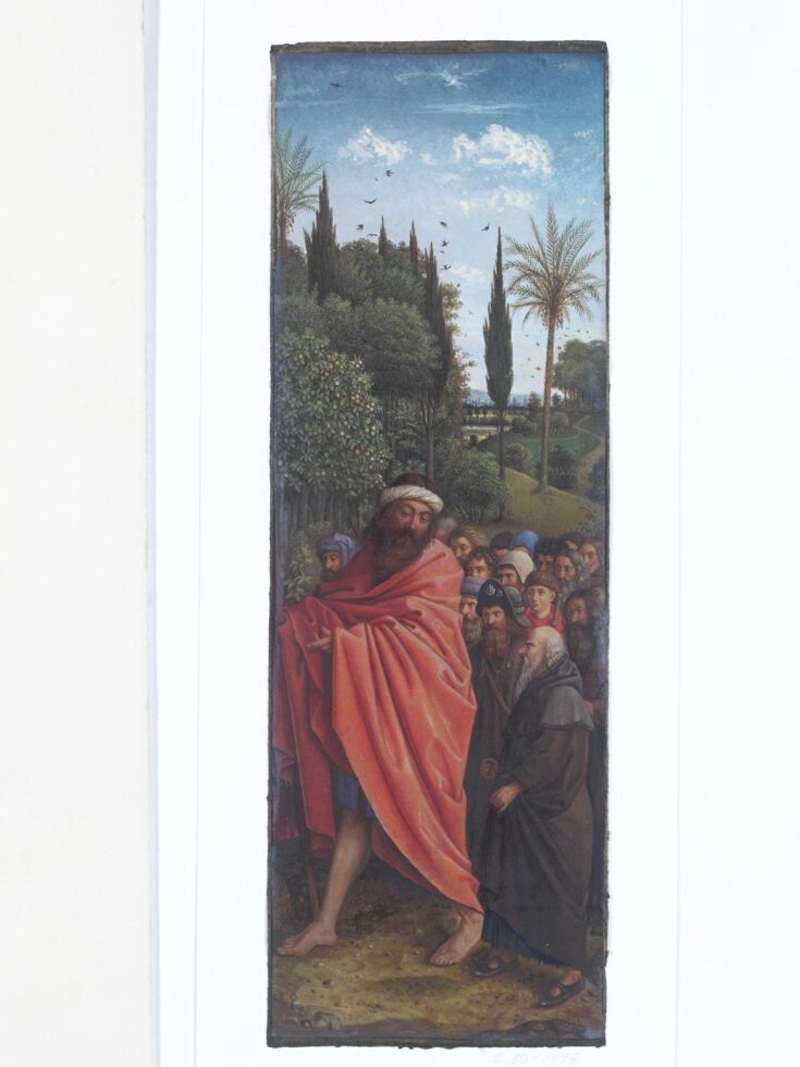 Copy of a detail of the Ghent Altarpiece, The  Hermits, by Hubert and Jan van Eyck in the church of St. Bavon, Ghent.