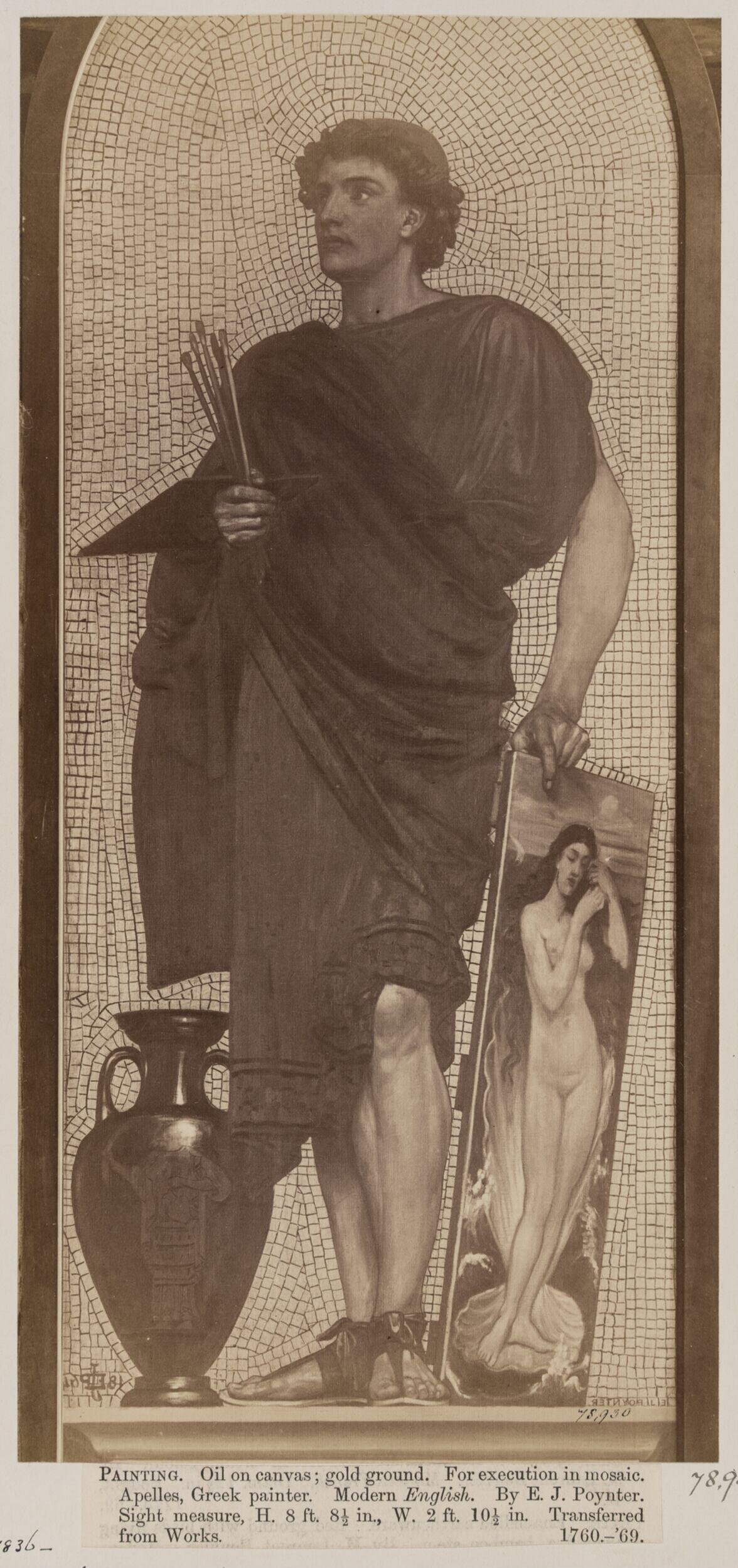 Design for mosaic by E.J. Poynter, 'Arpelles, the Greek Painter', part of the 'Kensington Valhalla'