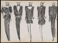 Sheet of fashion designs by Bruce Oldfield thumbnail 1