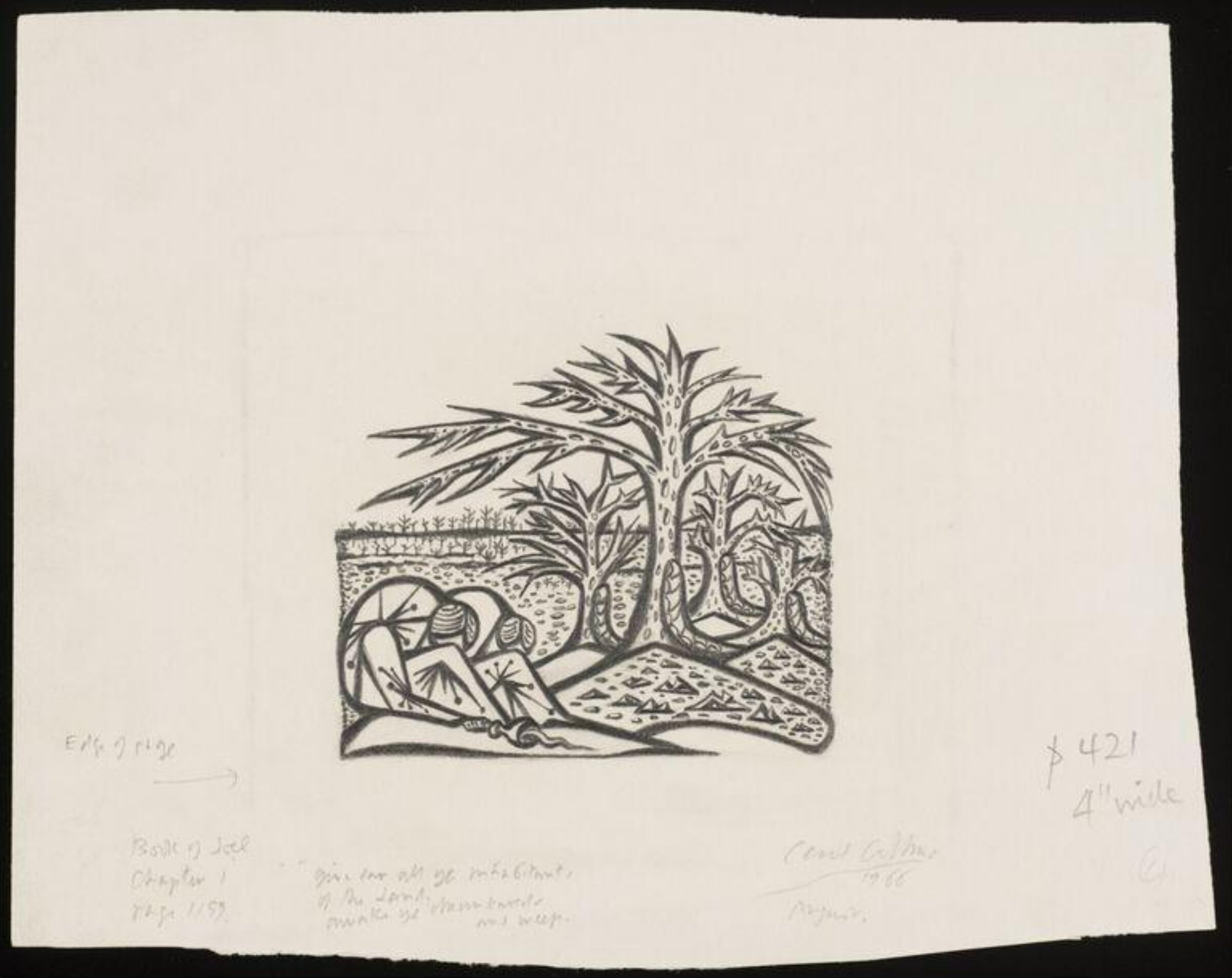 Illustration to chapter 1 of the Book of Joel, Cecil Collins, 1968